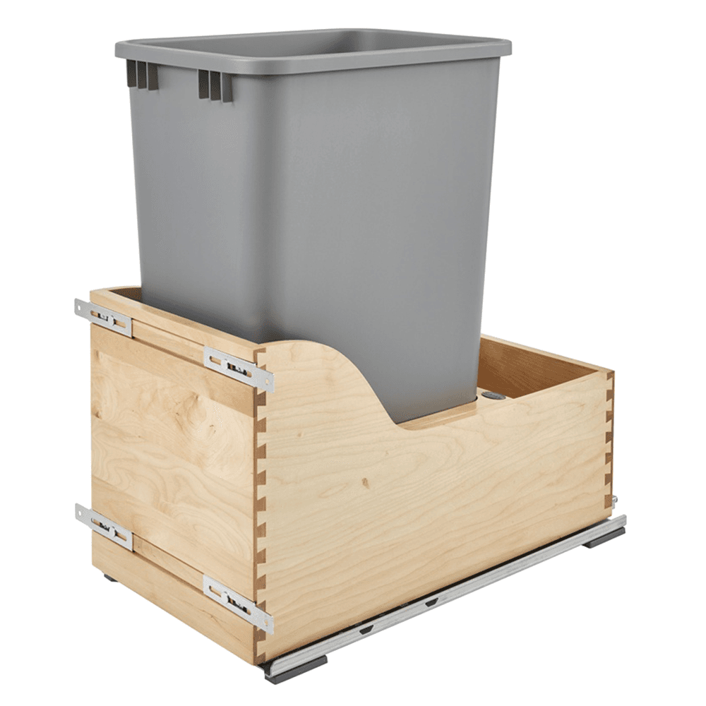 Single 50 QT Waste Container Pullout with BLUMOTION Tandem and Servo Drive, Silver