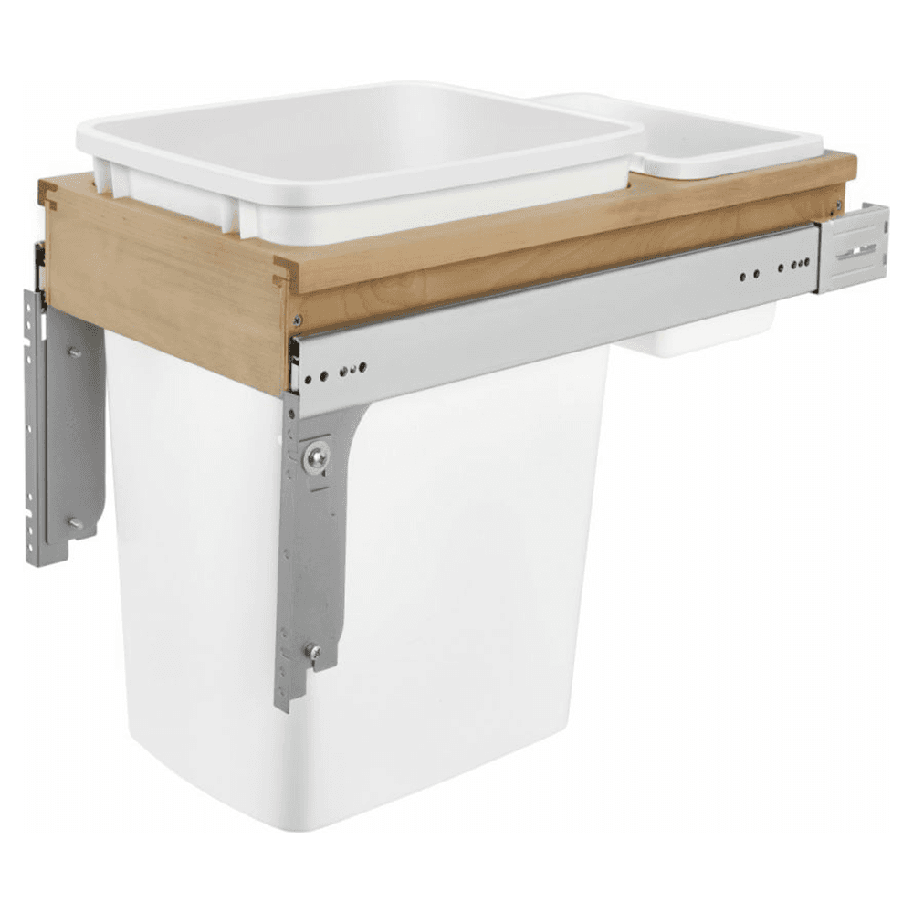 Single 35 QT Top-Mount Waste Container Pullout for 1-3/4" Face Frame, White