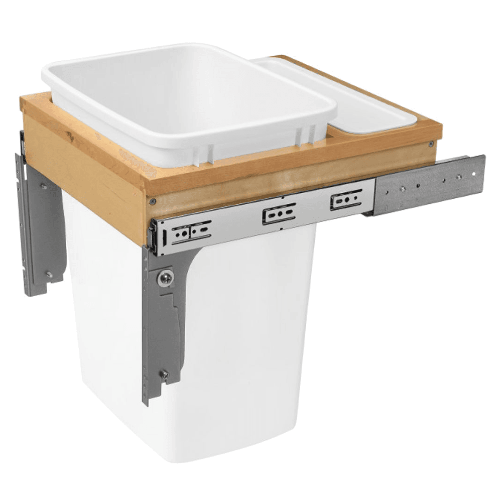 Single 35 QT Top-Mount Waste Container Pullout for 1-5/8" Face Frame, Silver