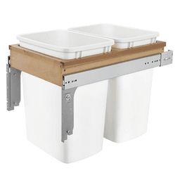 Double 35 QT Top-Mount Waste Container Pullout with 1-5/8" Face Frame for 14-3/4" Cabinet Opening, White