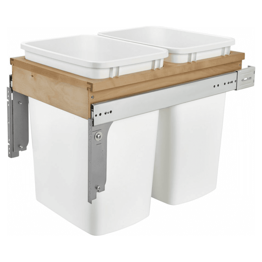 Double 35 QT Top-Mount Waste Container Pullout for 1-3/4" Face Frame, White