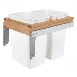 Double 35 QT Top-Mount Waste Container Pullout with Frameless, White