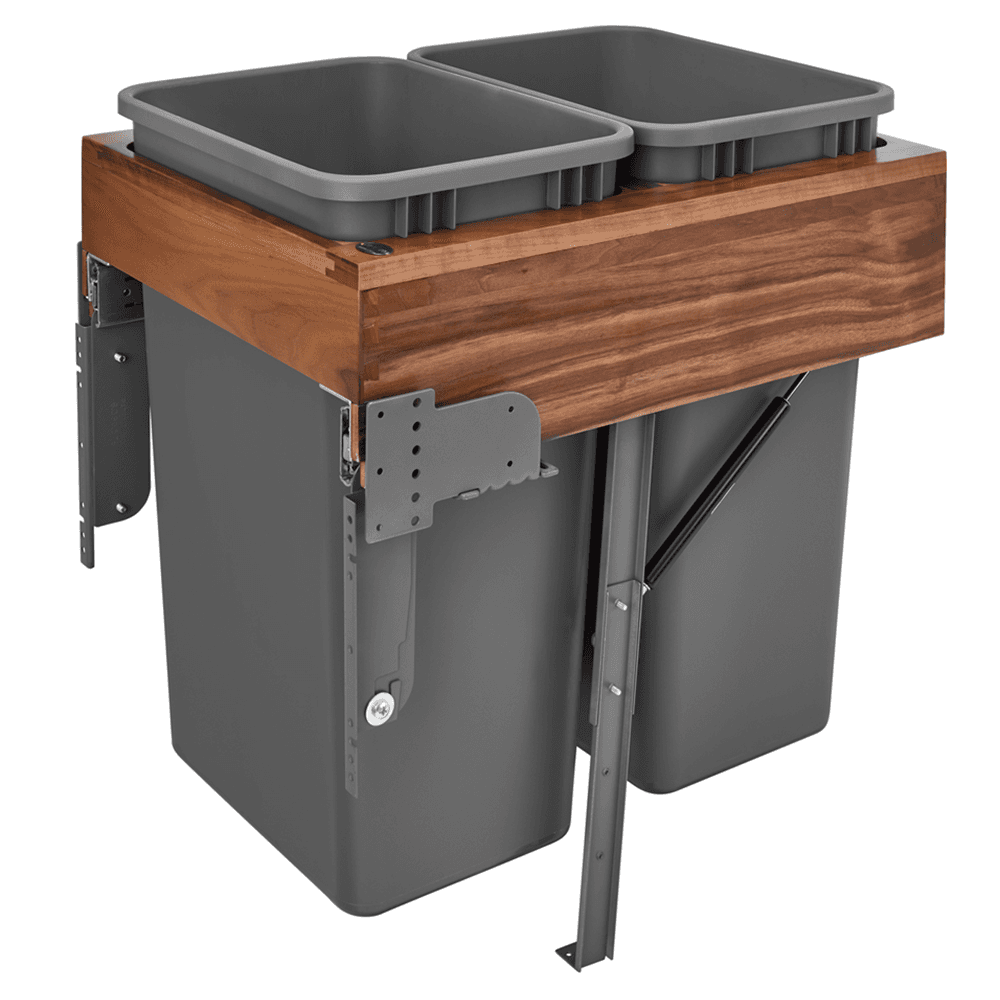 Double 50 QT Top-Mount Waste Container Pullout with Rev-A-Motion, Orion Gray