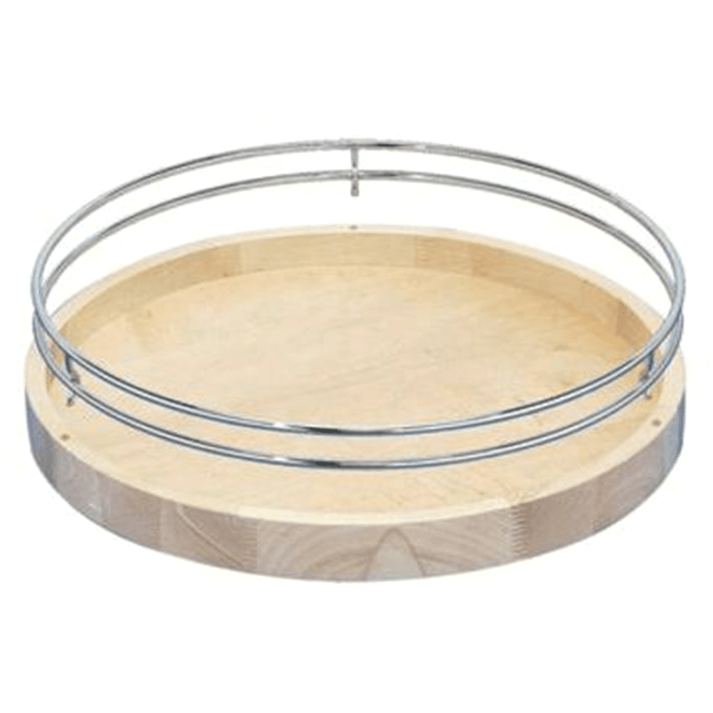 20" Full-Circle 1 Tray Shelf Wood Lazy Susan with Fence and Bearing Stop