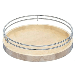 20" Full-Circle 1 Tray Shelf Wood Lazy Susan with Fence and Bearing Stop