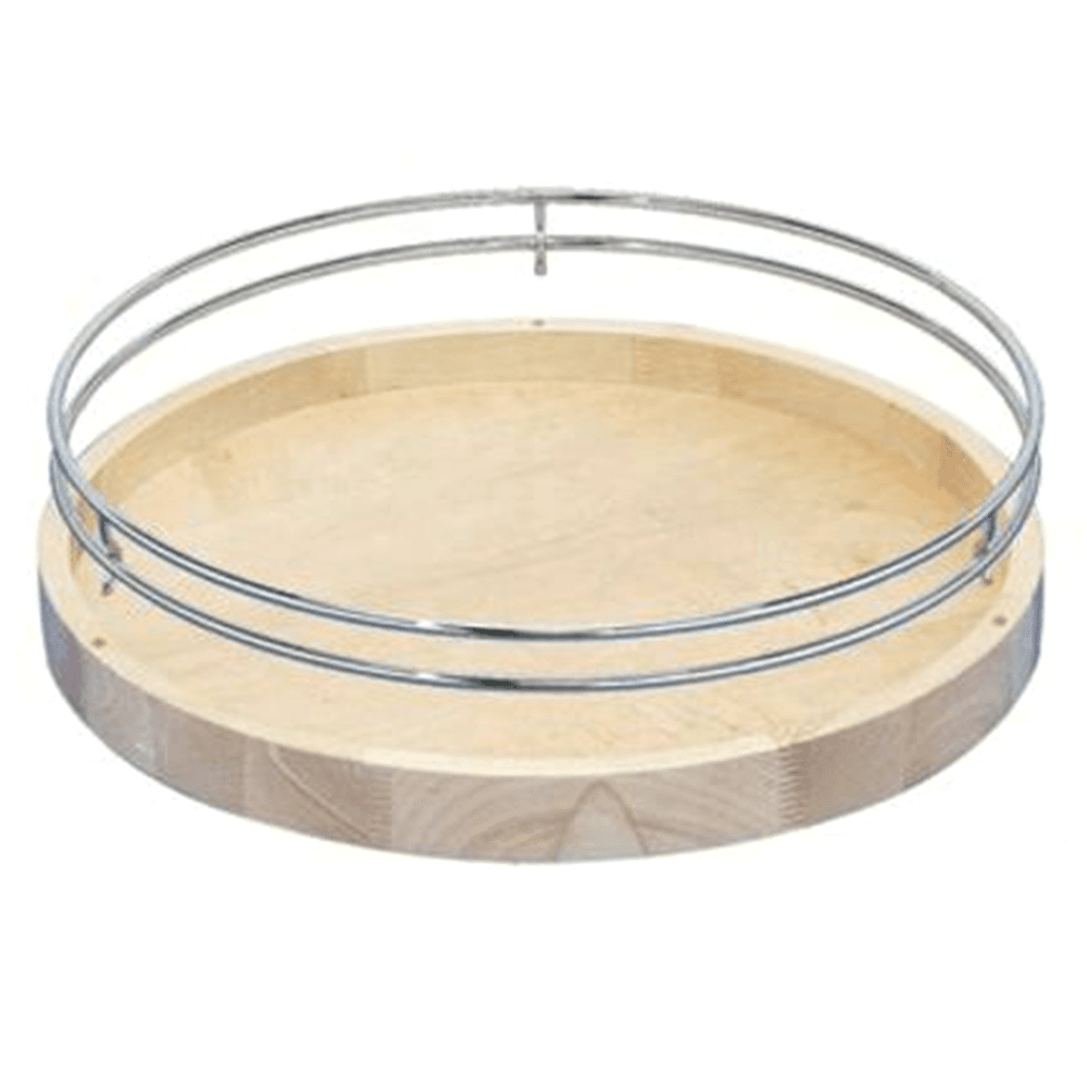 32" Full-Circle 1 Tray Shelf Wood Lazy Susan with Fence and Bearing Stop