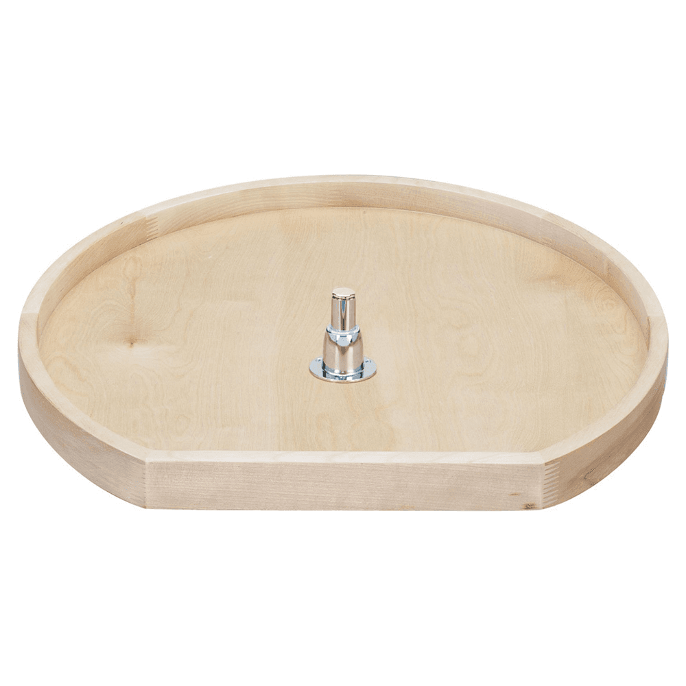 20" D-Shape 1 Tray Wood Classic Lazy Susan with Bottom Mount Hardware