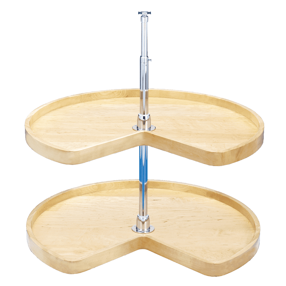 4WLS 24" Kidney 2 Tray Wood Lazy Susan