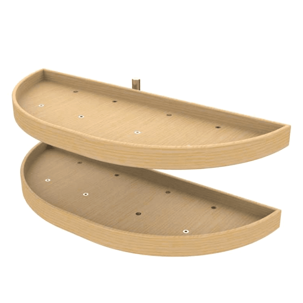 4WLS 35" Half-Moon 2 Tray Wood Lazy Susan