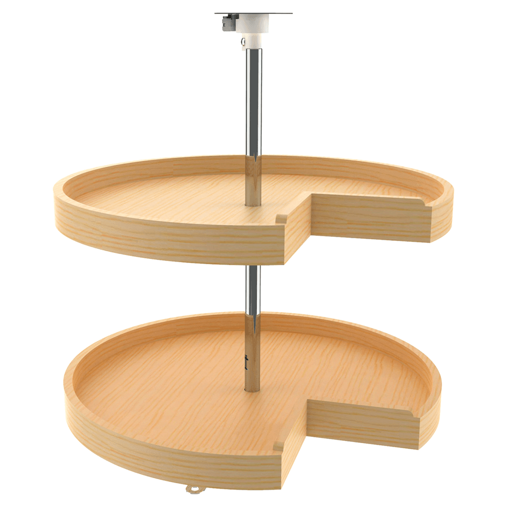 24" Kidney 2 Tray Wood Classic Lazy Susan