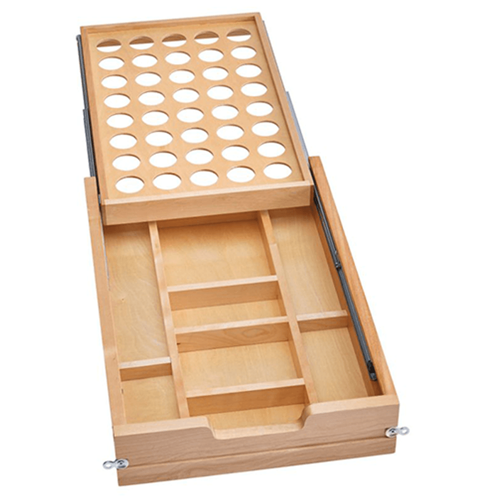 4WTCD 15" Two Tiered K-CUP Drawer Organizer with Mounting Hardware, Semi-Gloss