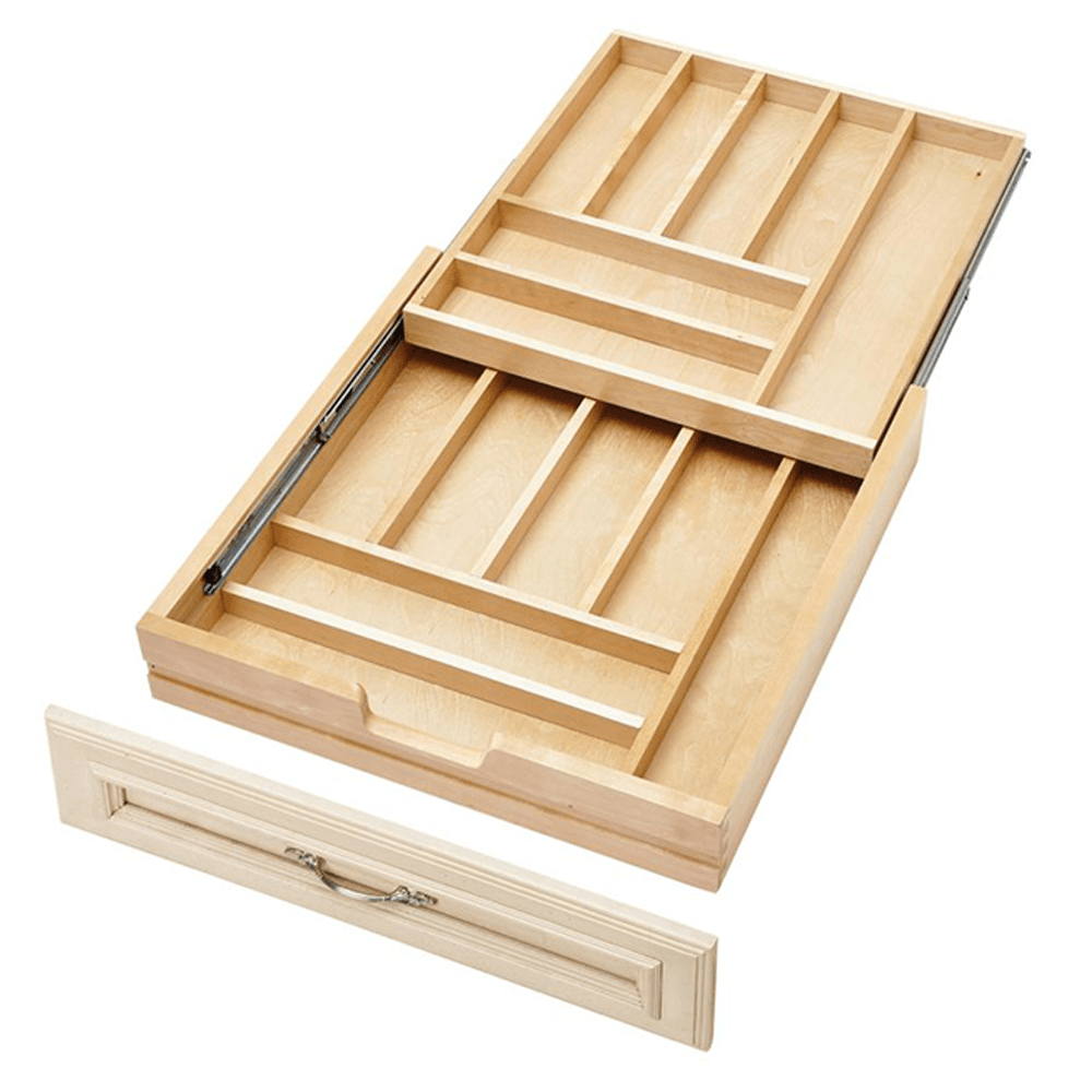 4WTCD 21" 14-Conmpartment Two Tiered Cutlery Drawer with BLUMOTION Soft-Close, Semi-Gloss