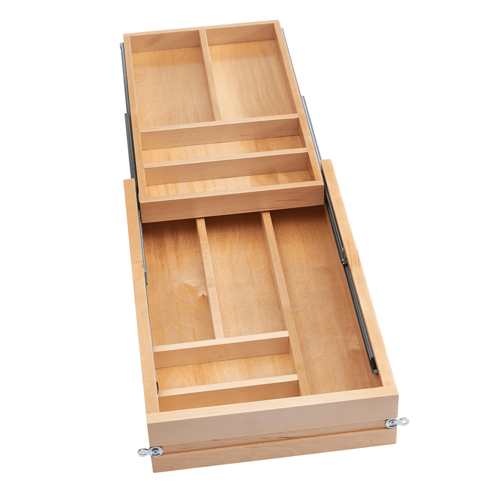 13-1/2" Tiered Cutlery Drawer with BLUMOTION Soft-Closing for Frameless Cabinets 15" Cabinet Opening, Maple