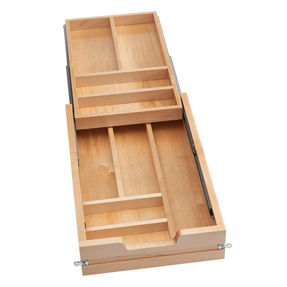 4WTCD 13-1/2" 9-Compartments Two Tiered Cutlery Drawer with BLUMOTION Soft-Close, Semi-Gloss
