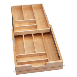 4WTCD 16-1/2" 11-Compartments Two Tiered Cutlery Drawer with BLUMOTION Soft-Close, Semi-Gloss