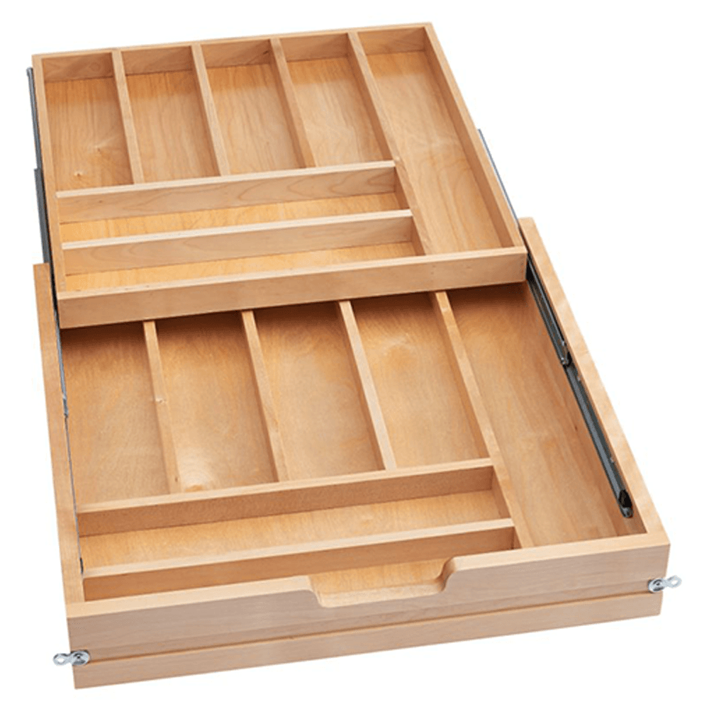 4WTCD 22-1/2" 14-Compartments Two Tiered Cutlery Drawer with BLUMOTION Soft-Close, Semi-Gloss