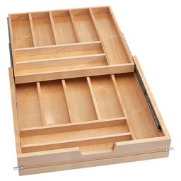 4WTCD 22-1/2" 14-Compartments Two Tiered Cutlery Drawer with BLUMOTION Soft-Close, Semi-Gloss