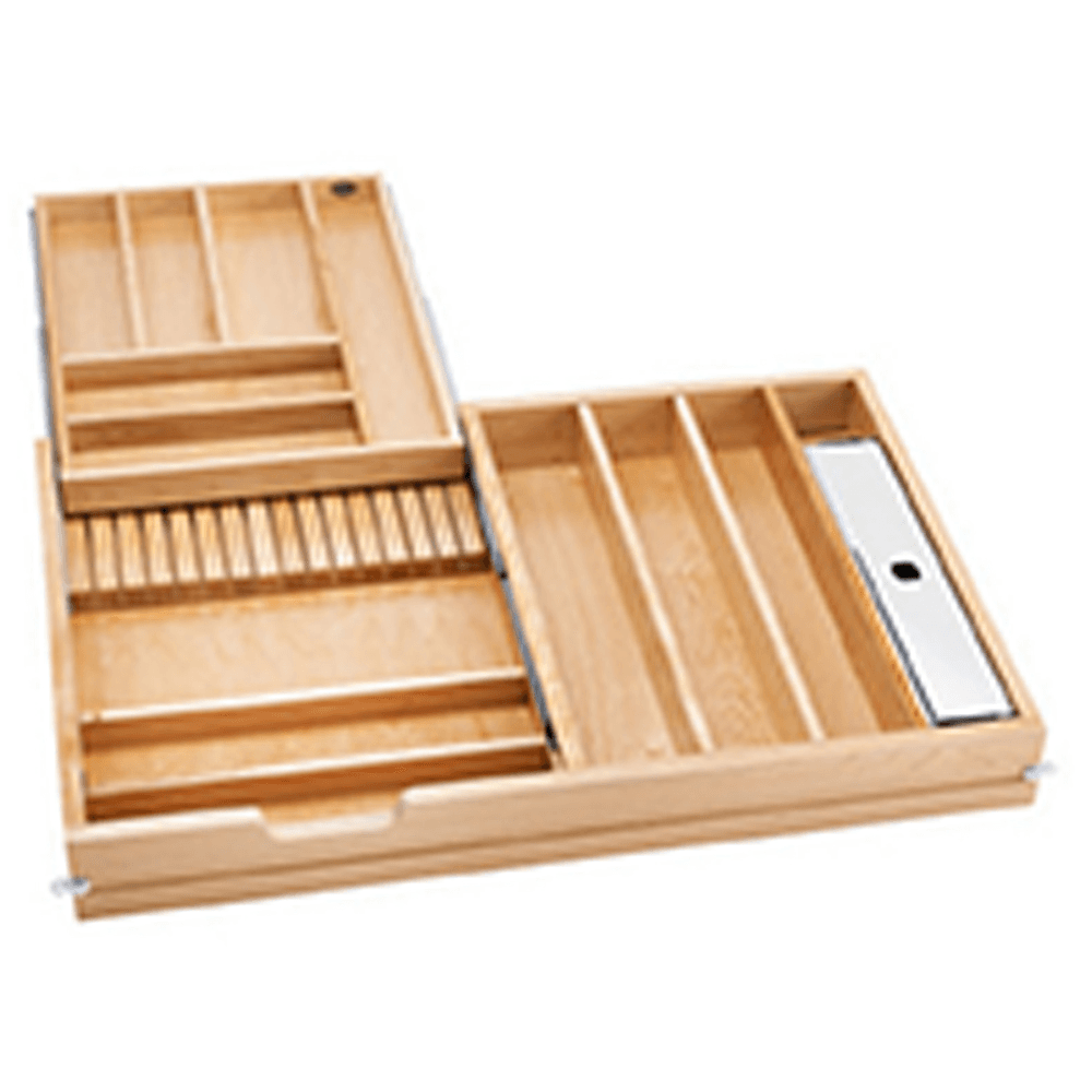 4WTCD 34" 13-Compartments/1 Knife Block Two Tiered Cutlery Drawer with Mounting Hardware, Semi-Gloss