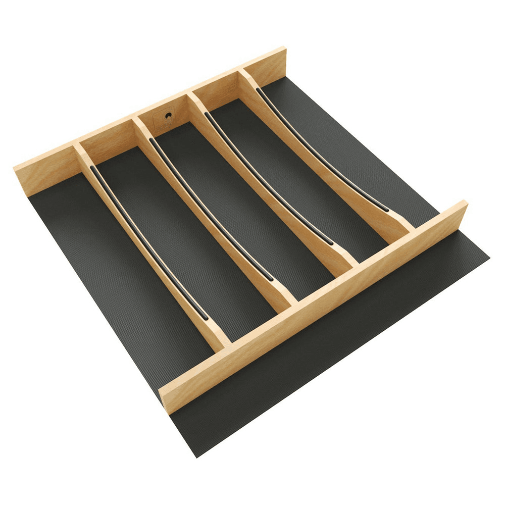 19-1/4" Craftsman Utensil Drawer Insert with Black Accent, Light Brown