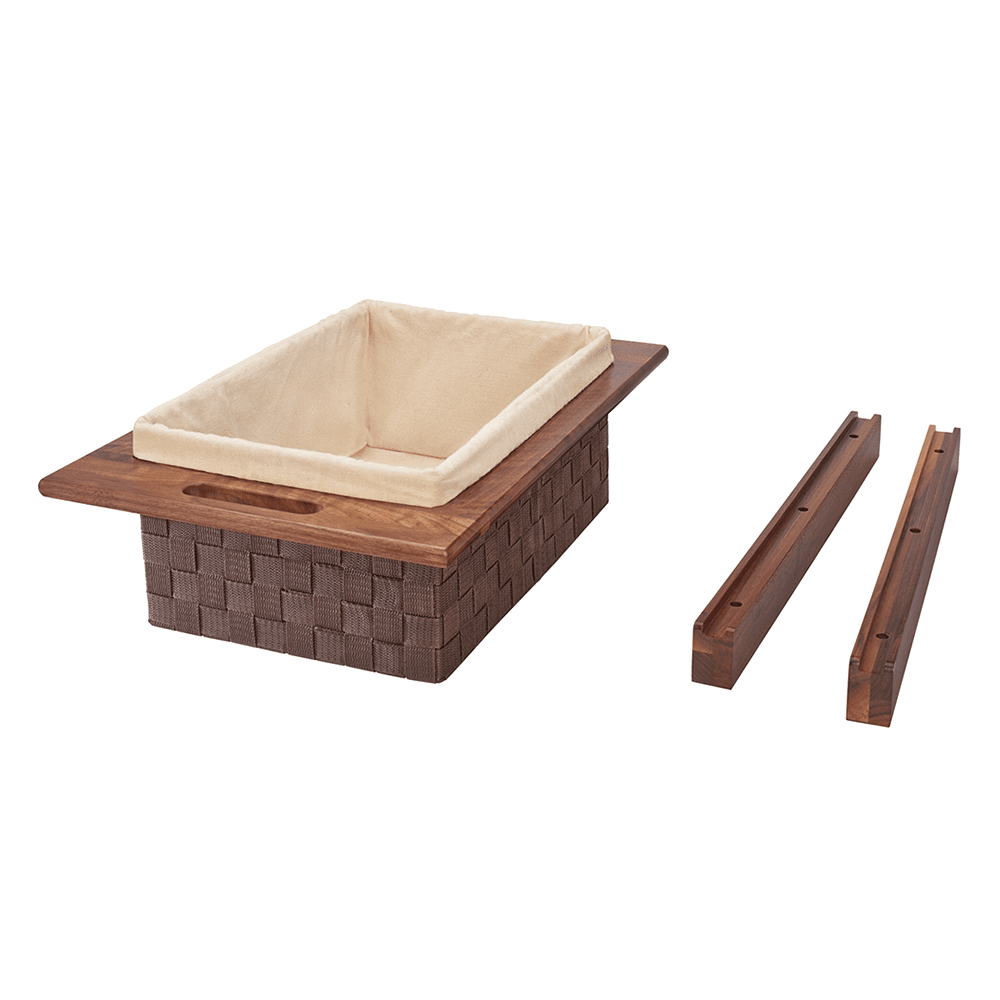 14-5/8" 2-Tier Woven Basket with Rails Sink & Base Accessories, Walnut