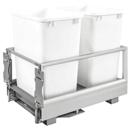Double 35 QT Bottom-Mount Waste Container Pullout with Rev-A-Motion, White