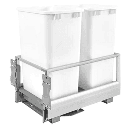 Double 50 QT Bottom-Mount Waste Container Pullout with Rev-A-Motion, White