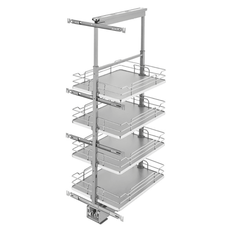 16-1/4" 4-Shelf Solid Bottom Pull-Out Pantry with Soft-Closing, Gray