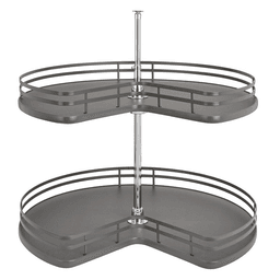 32" Kidney 2 Tray Lazy Susan, Orion Gray