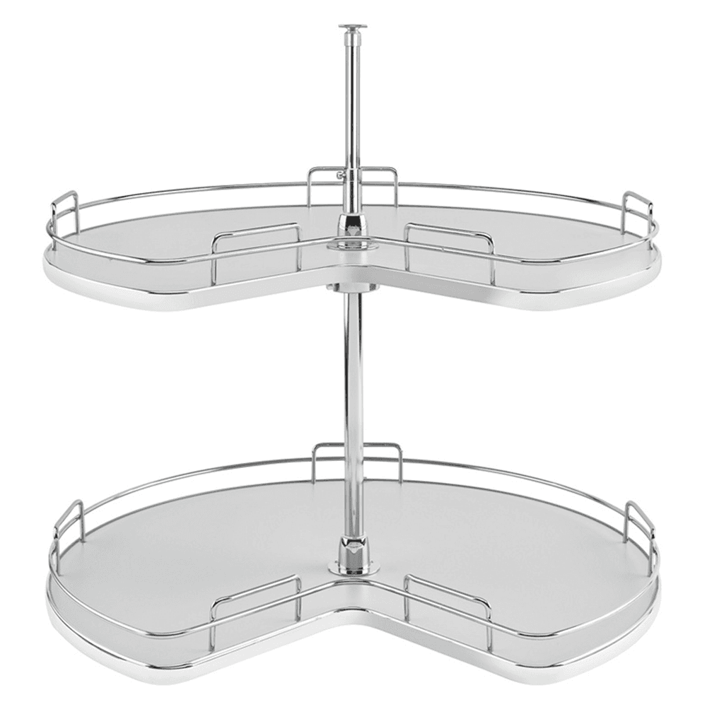 32" Kidney 2 Tray Lazy Susan, Gray