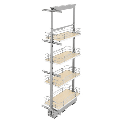 21-23/32" 4-Shelf Solid Bottom Pull-Out Pantry with Soft-Closing, Light Brown