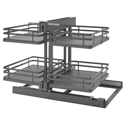2-Tier Universal Blind Corner Optimizer with Soft-Closing for 15" Cabinet Opening, Orion Gray