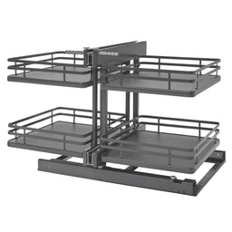 2-Tier Universal Blind Corner Optimizer with Soft-Closing for 18" Cabinet Opening, Orion Gray