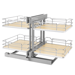 2-Tier Universal Blind Corner Optimizer with Soft-Closing for 18" Cabinet Opening, Chrome/Maple
