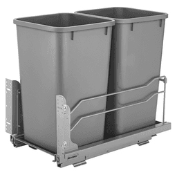 Double 27 QT Under-Mount Waste Container, Soft-Closing, Silver