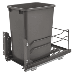 53WC Single 35 QT Steel Bottom Mount Pullout Waste Container, Soft-Close for 11-1/4" Cabinet Opening, Orion Gray