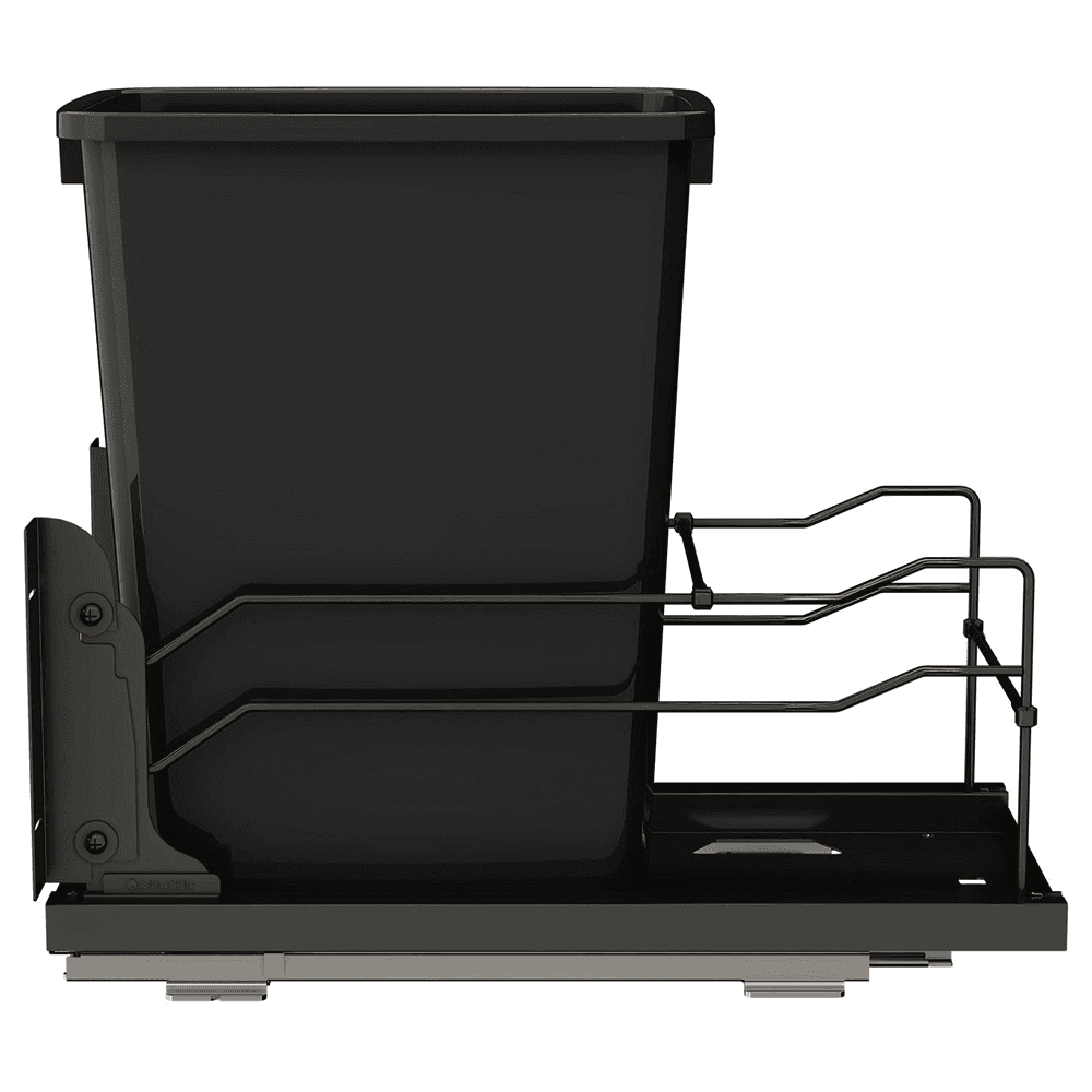 53WC Single 35 QT Steel Bottom Mount Pullout Waste Container, Soft-Close for 11-1/4" Cabinet Opening, Black