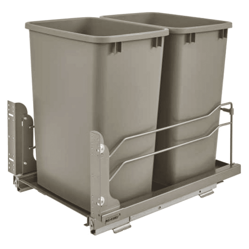 Double 35 QT Under-Mount Waste Container, Soft-Closing for 15" Cabinet Opening, Champagne