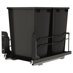 53WC Double 35 QT Steel Bottom Mount Pullout Waste Container, Soft-Close for 18" Cabinet Opening, Black