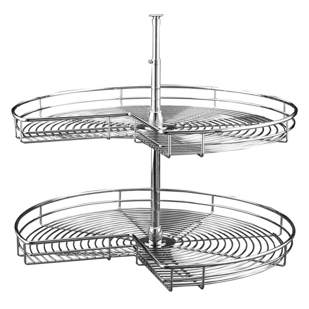 32" Kidney 2 Tray Wire Lazy Susan, Chrome