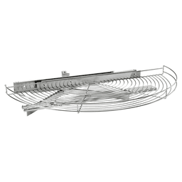 5-1/8" Chrome Wire Half Moon Organizer Blind Corner Cabinets, Silver