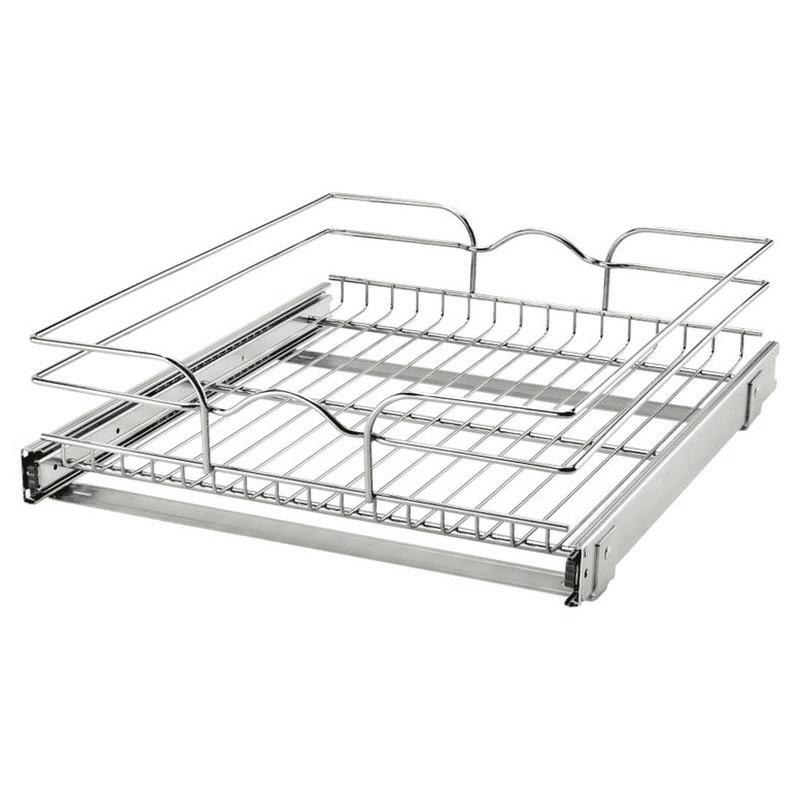17-1/2 1-Tier Wire Pull-Out Basket with 20 Slides, Chrome
