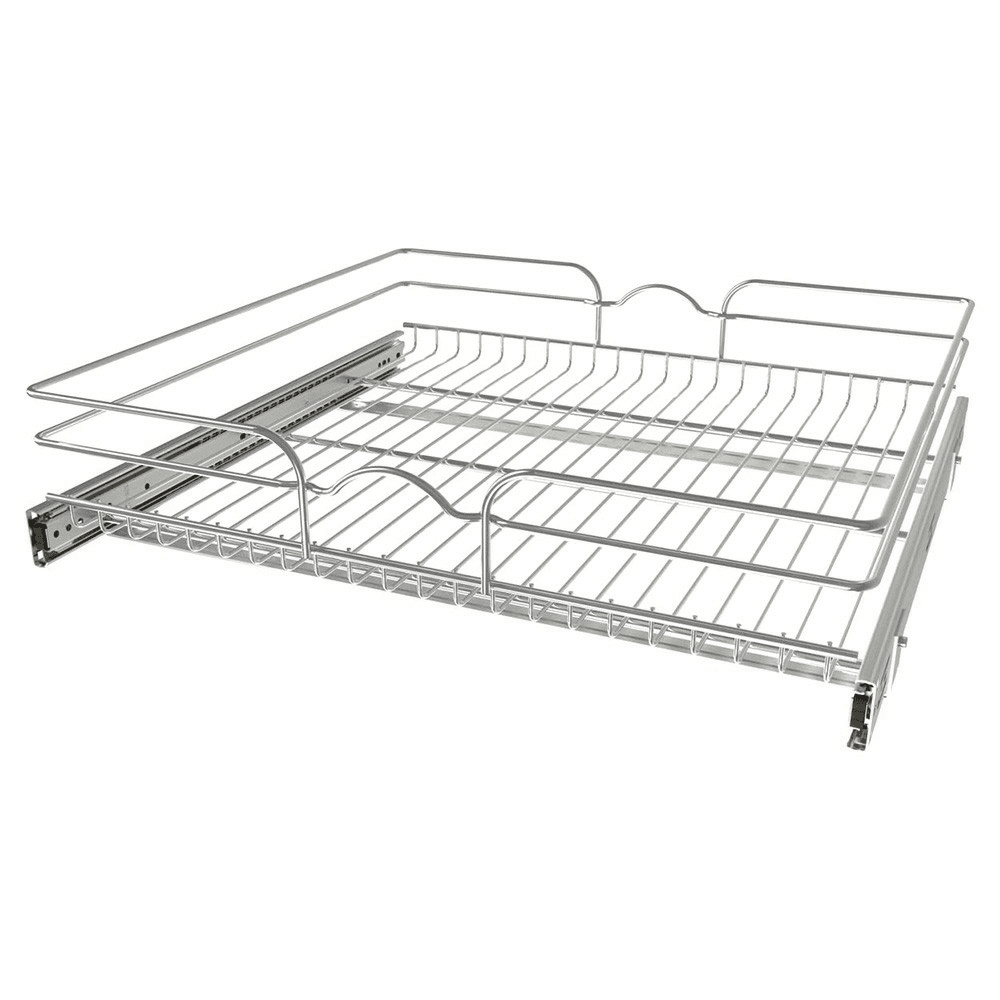 23-1/2 1-Tier Wire Pull-Out Basket with 22 Slides, Chrome