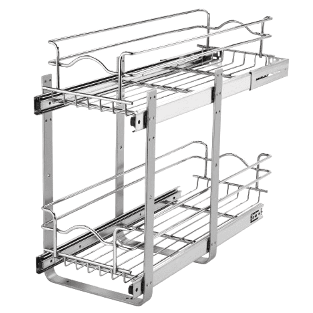 8-3/4" 2-Tier Double Pullout Wire Basket with 18" Slides, Chrome