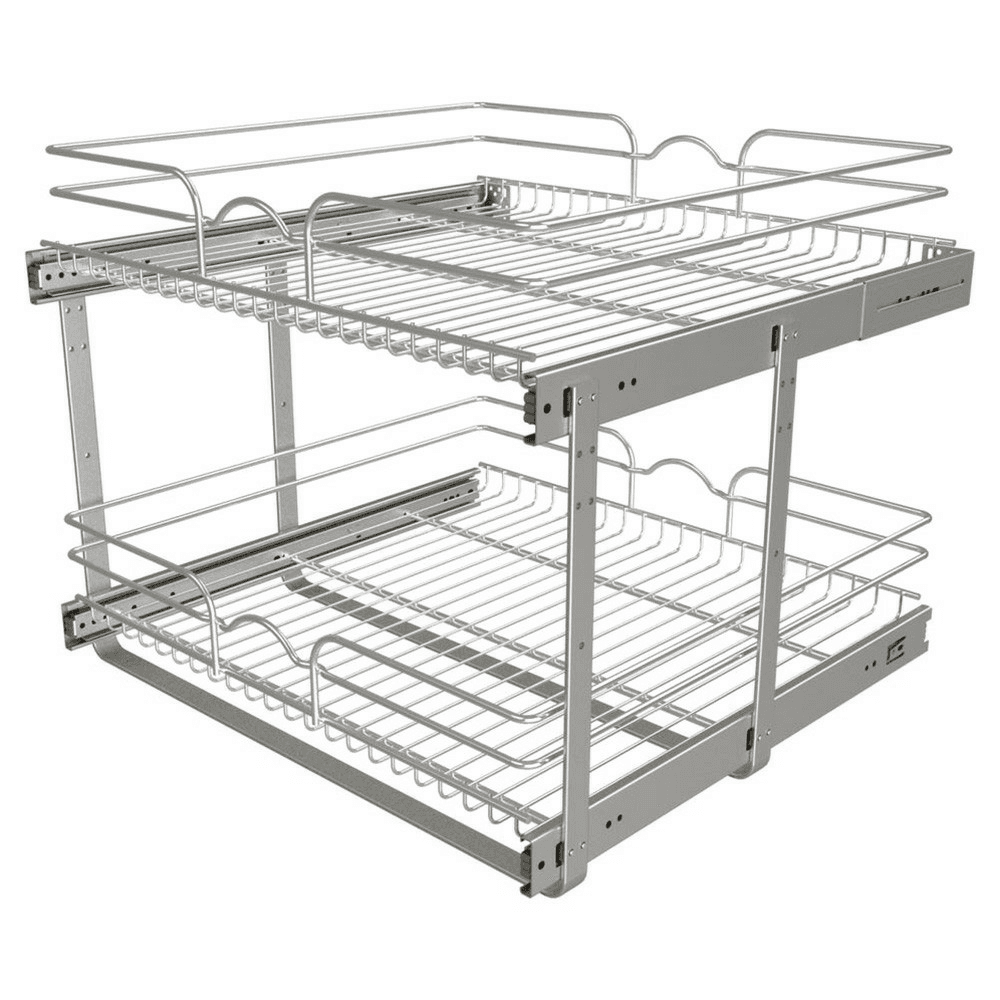 23-3/4 2-Tier Wire Pull-Out Basket with 22 Slides, Chrome