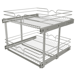 23-3/4 2-Tier Wire Pull-Out Basket with 22 Slides, Chrome