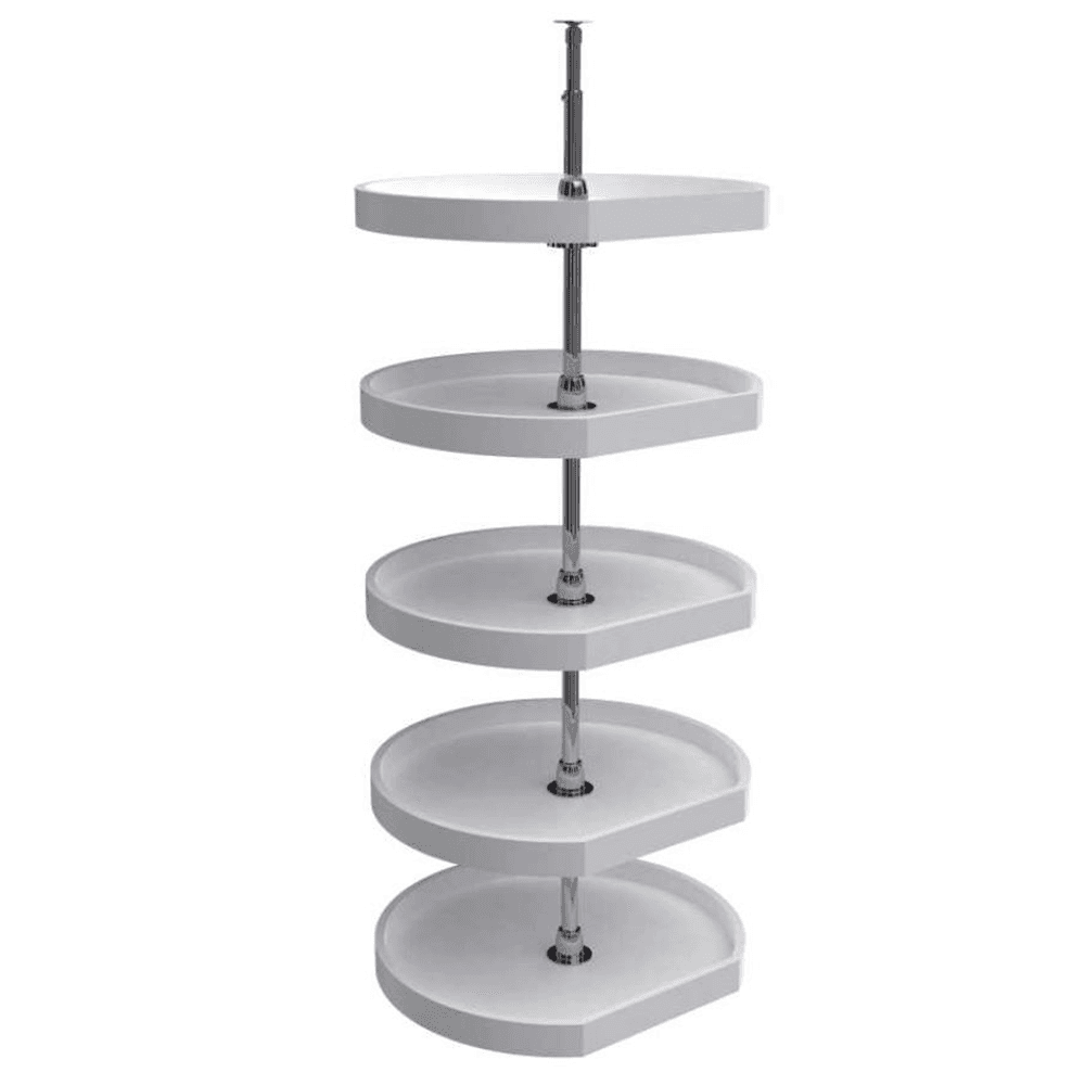 20" D-Shape 5 Tray Lazy Susan, White