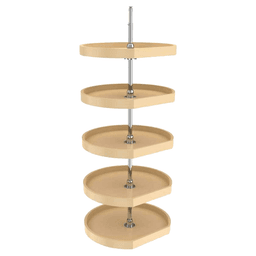 22" D-Shape 5 Tray Lazy Susan, Almond