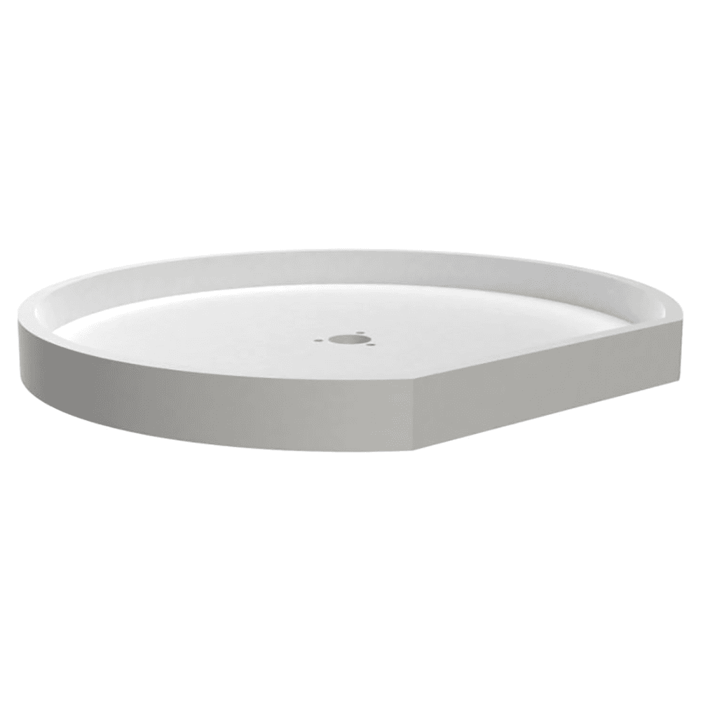 22" D-Shape 1 Tray Lazy Susan, White