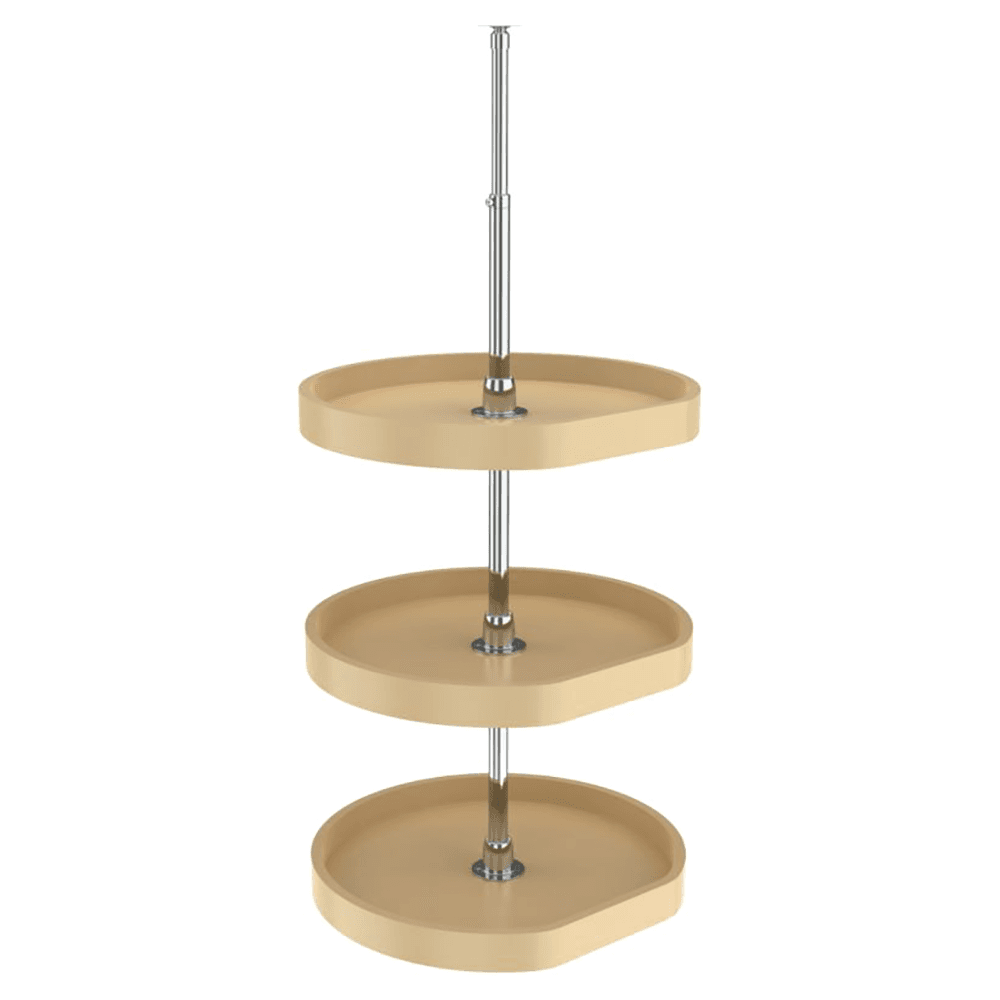 6273 20" D-Shape 3 Tray Lazy Susan, Almond