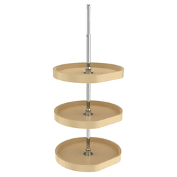 6273 20" D-Shape 3 Tray Lazy Susan, Almond